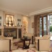 Living Room with marble fire place